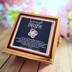 To My Beautiful Bride – Romantic Forever Together Message – Rotating Rose Love Knot Necklace Acrylic Gift Box