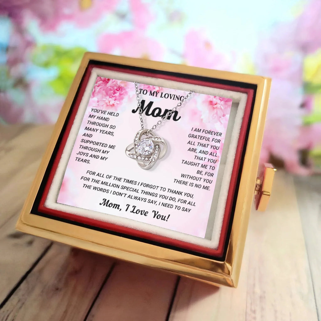 To My Mom - I Need to Say I Love You - Love Knot Necklace with Rose Jewelry Gift Box