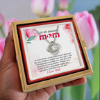 To My Mom - Because of You - Love Knot Necklace with Rose Gift Box from Son