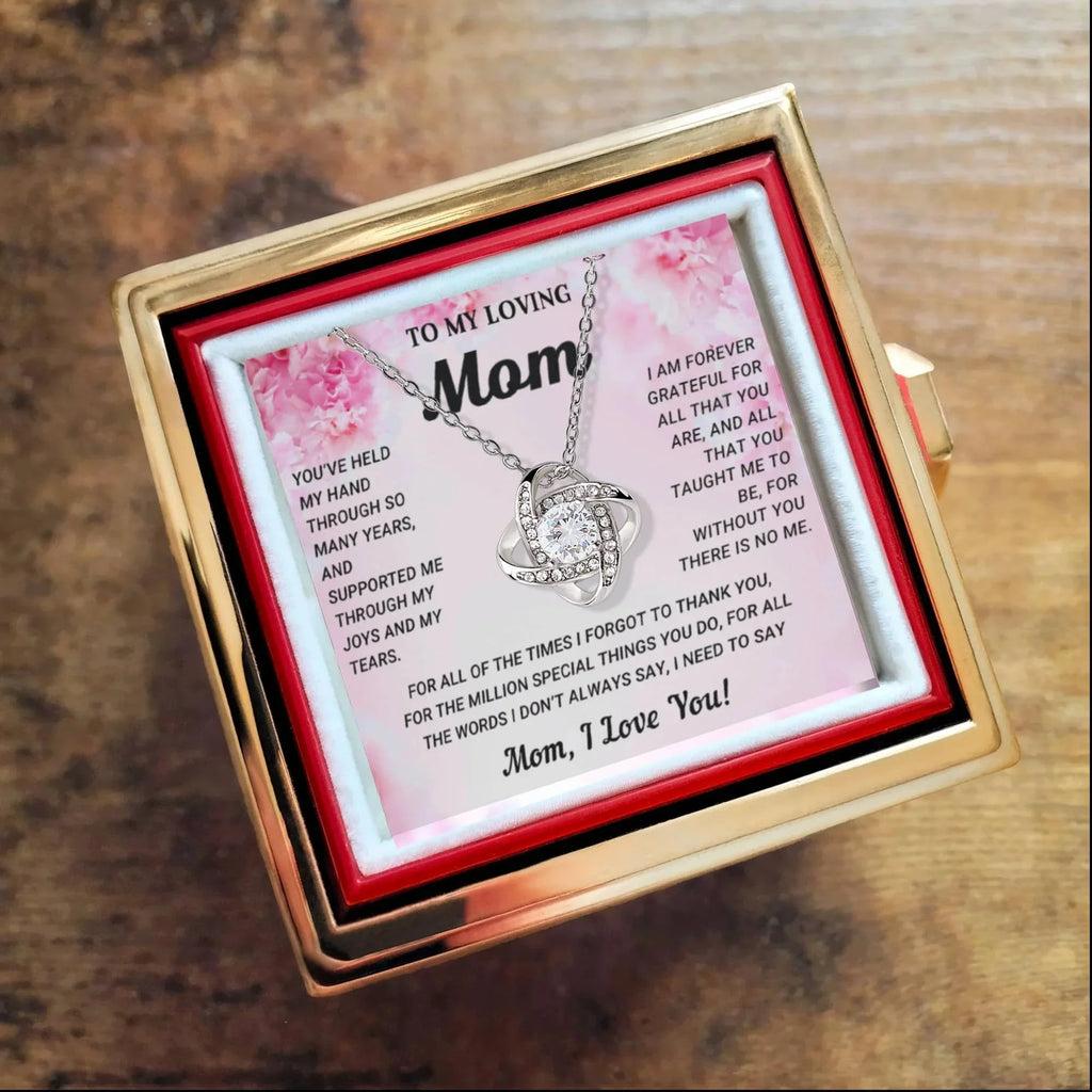 To My Mom - I Need to Say I Love You - Love Knot Necklace with Rose Jewelry Gift Box