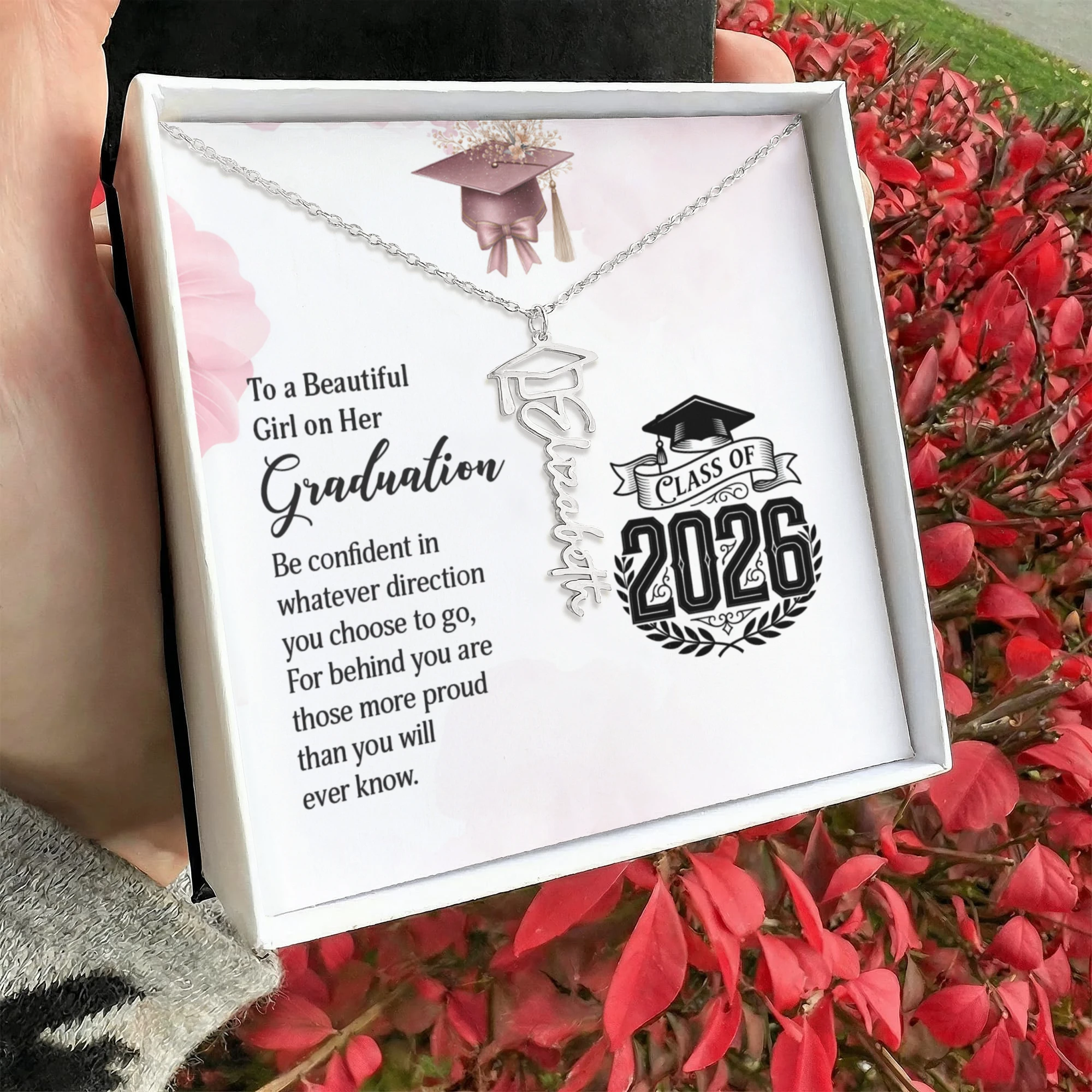 Graduation Personalized Name Necklace – Class of 2026 Graduation Gift for Daughter, Granddaughter, or Niece