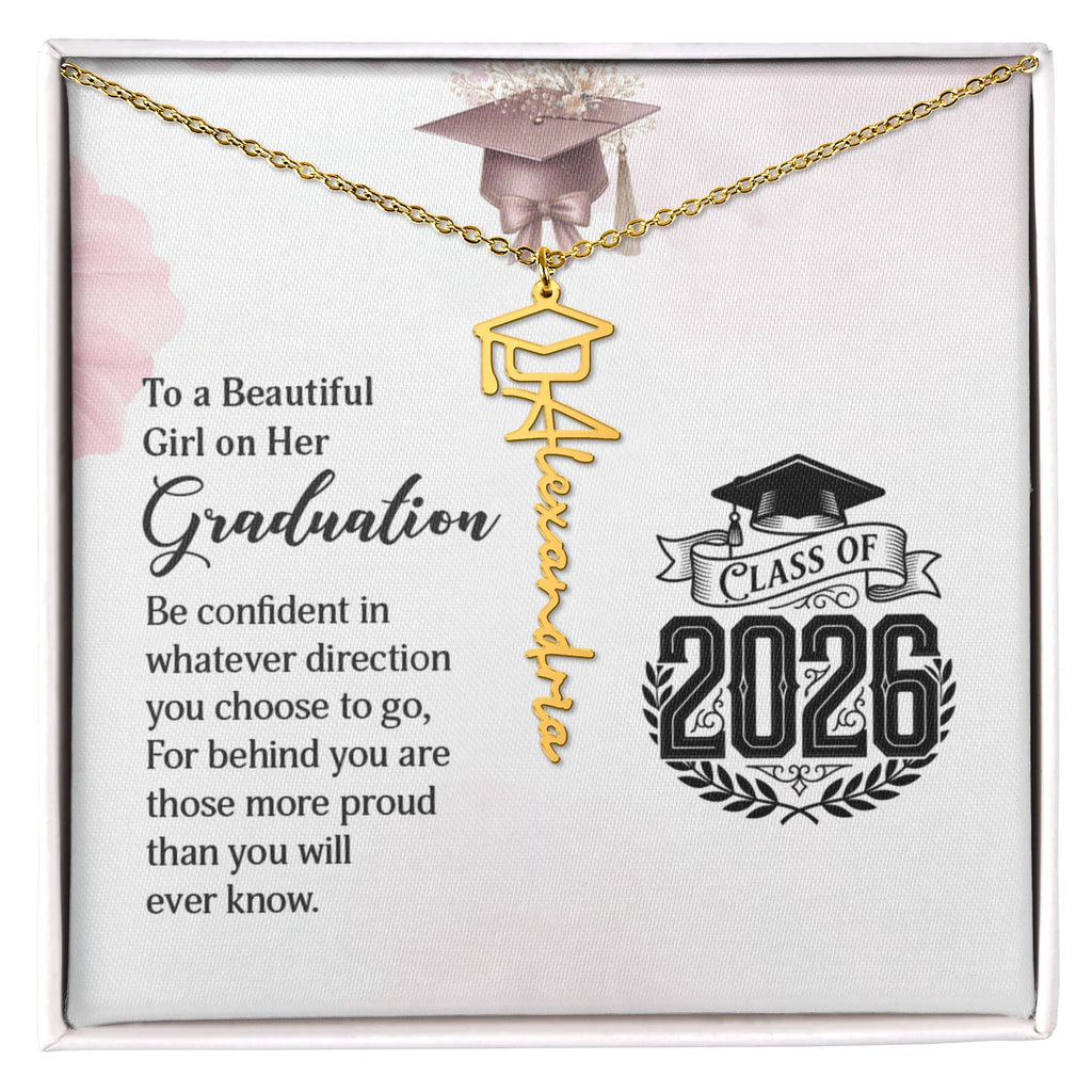 Graduation Personalized Name Necklace – Class of 2026 Graduation Gift for Daughter, Granddaughter, or Niece