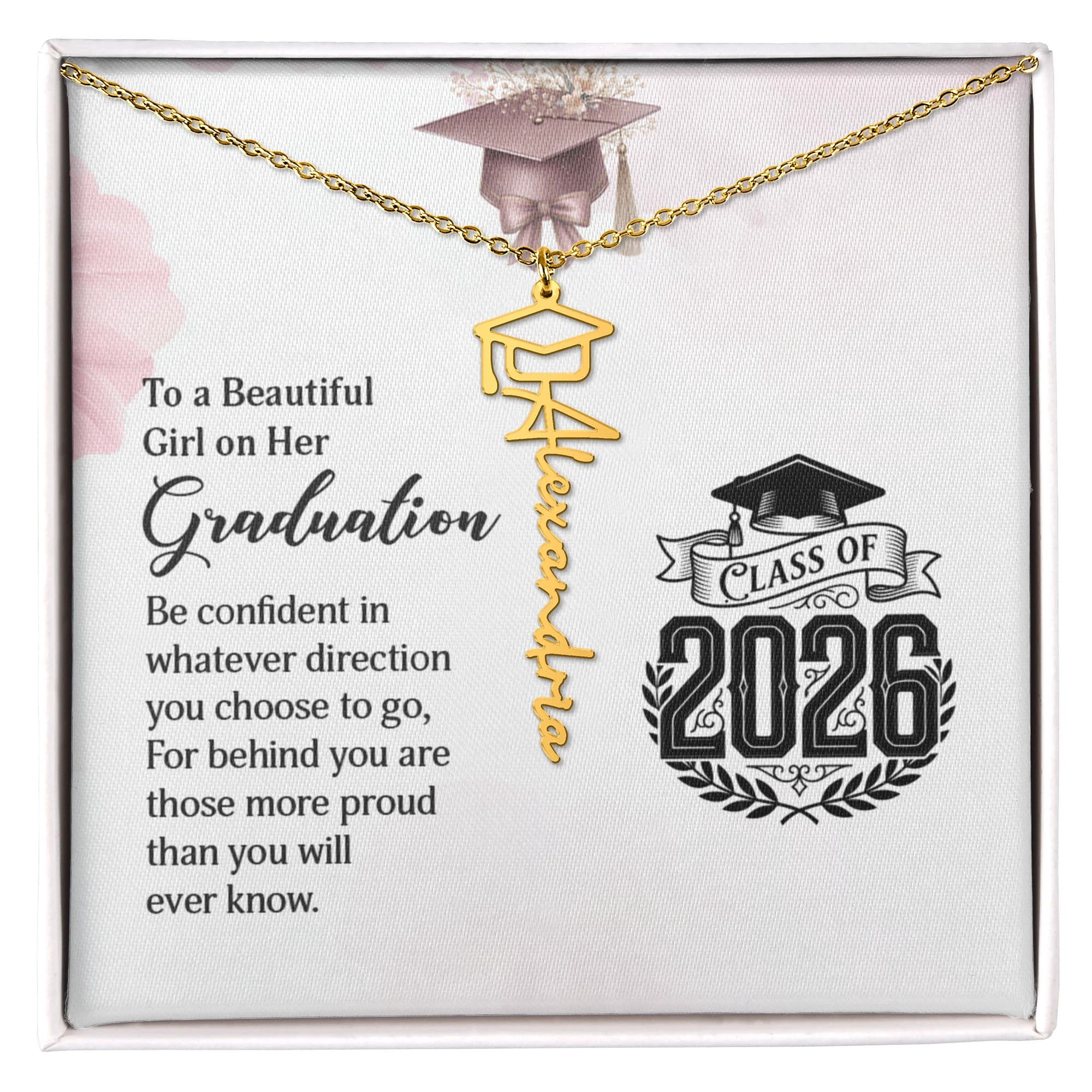Graduation Personalized Name Necklace – Class of 2026 Graduation Gift for Daughter, Granddaughter, or Niece