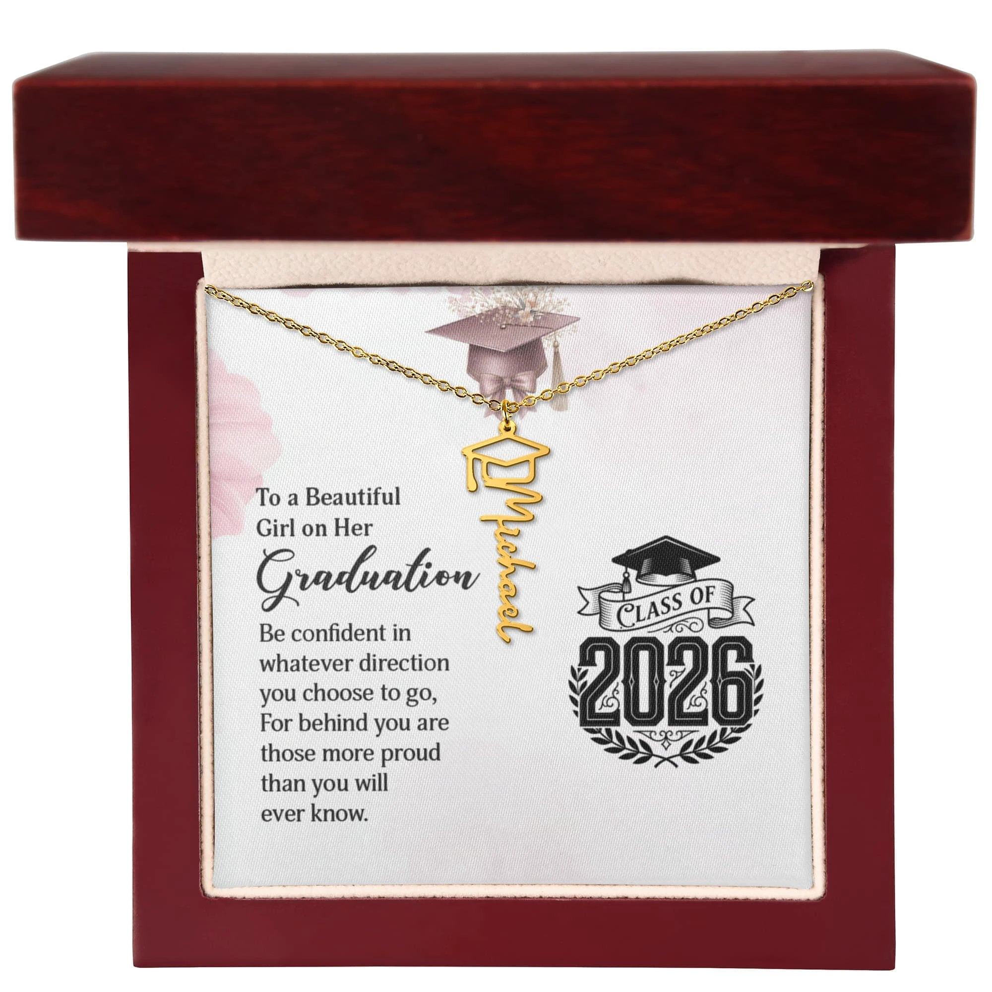 Graduation Personalized Name Necklace – Class of 2026 Graduation Gift for Daughter, Granddaughter, or Niece