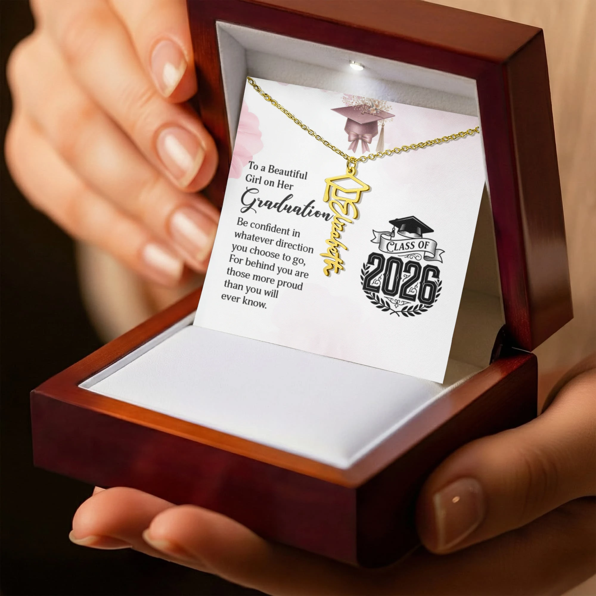 Graduation Personalized Name Necklace – Class of 2026 Graduation Gift for Daughter, Granddaughter, or Niece