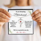 Personalized Stethoscope Heart Necklace with Custom Title – Appreciation Gift for Phlebotomist, Nurse, or Medical Professional