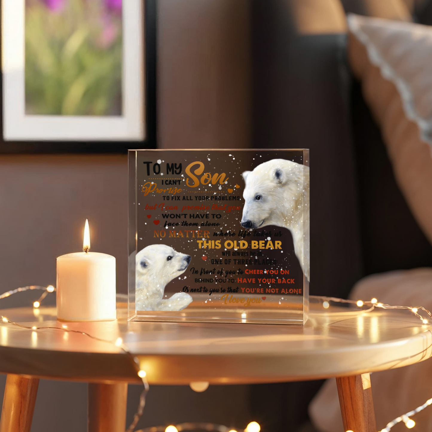 To My Son Polar Bear Acrylic Block – “This Old Bear” Father Gift | Solid Acrylic Keepsake from Dad