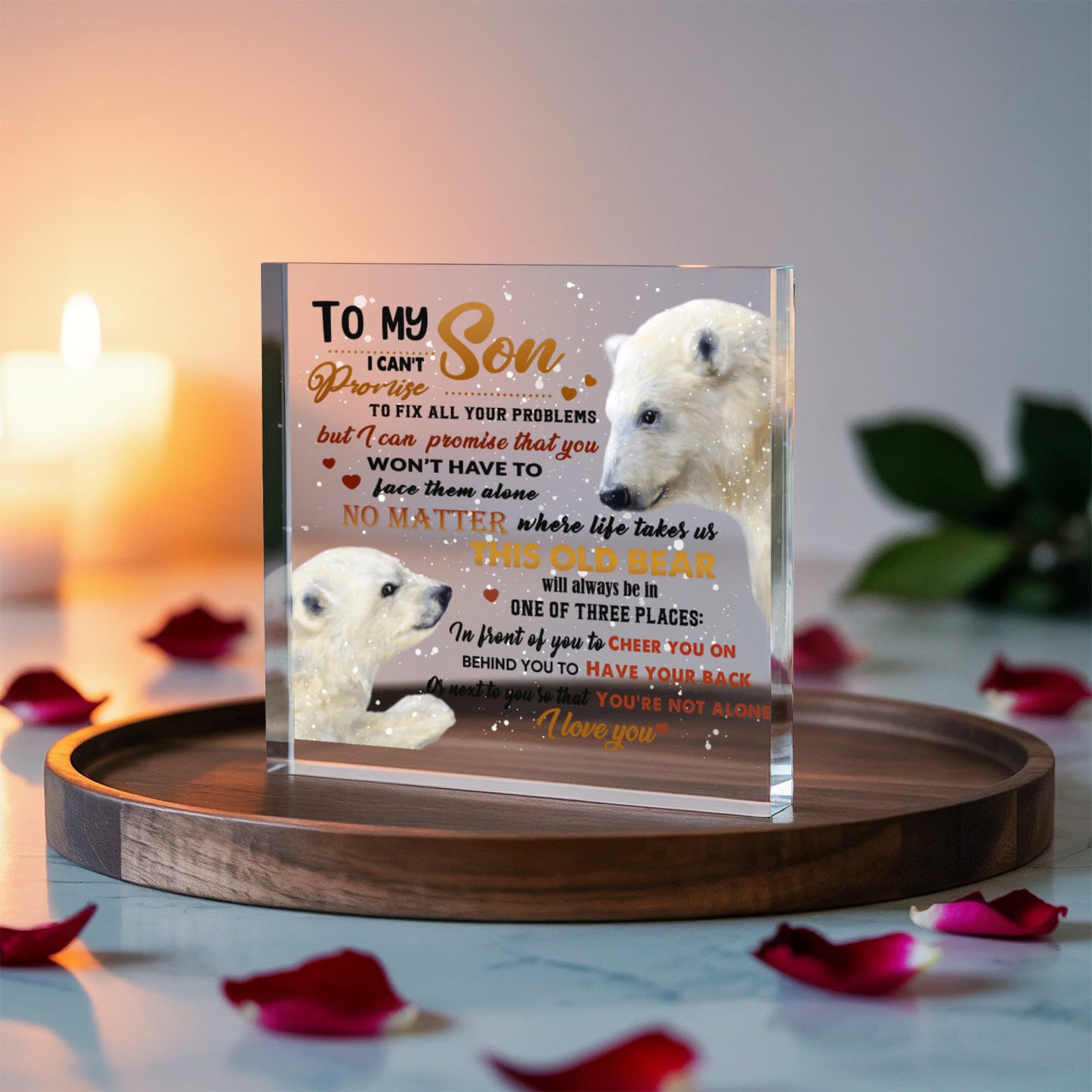 To My Son Polar Bear Acrylic Block – “This Old Bear” Father Gift | Solid Acrylic Keepsake from Dad
