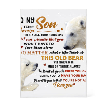 To My Son Polar Bear Acrylic Block – “This Old Bear” Father Gift | Solid Acrylic Keepsake from Dad