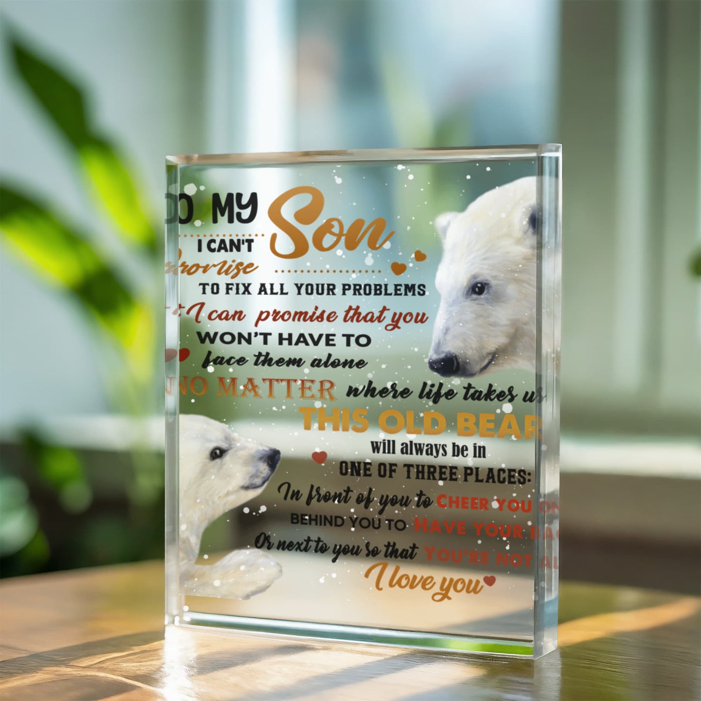 To My Son Polar Bear Acrylic Block – “This Old Bear” Father Gift | Solid Acrylic Keepsake from Dad