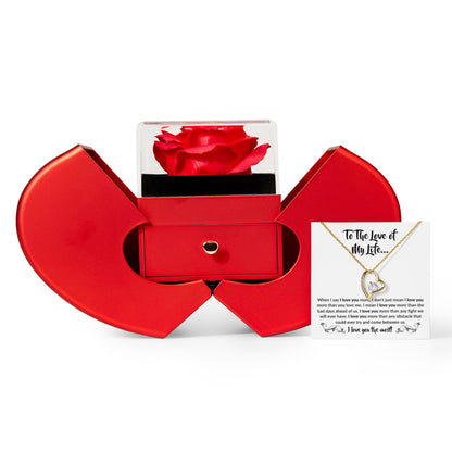 To The Love of My Life – Forever Love Necklace Gift Set with Preserved Rose Heart Box | Romantic Anniversary Jewelry Gift for Her