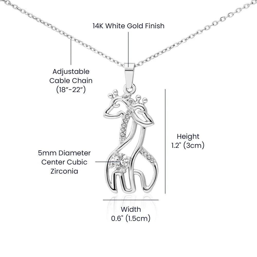 Gift for Daughter - You are Cherished Beyond Words - Giraffe Pendant Necklace