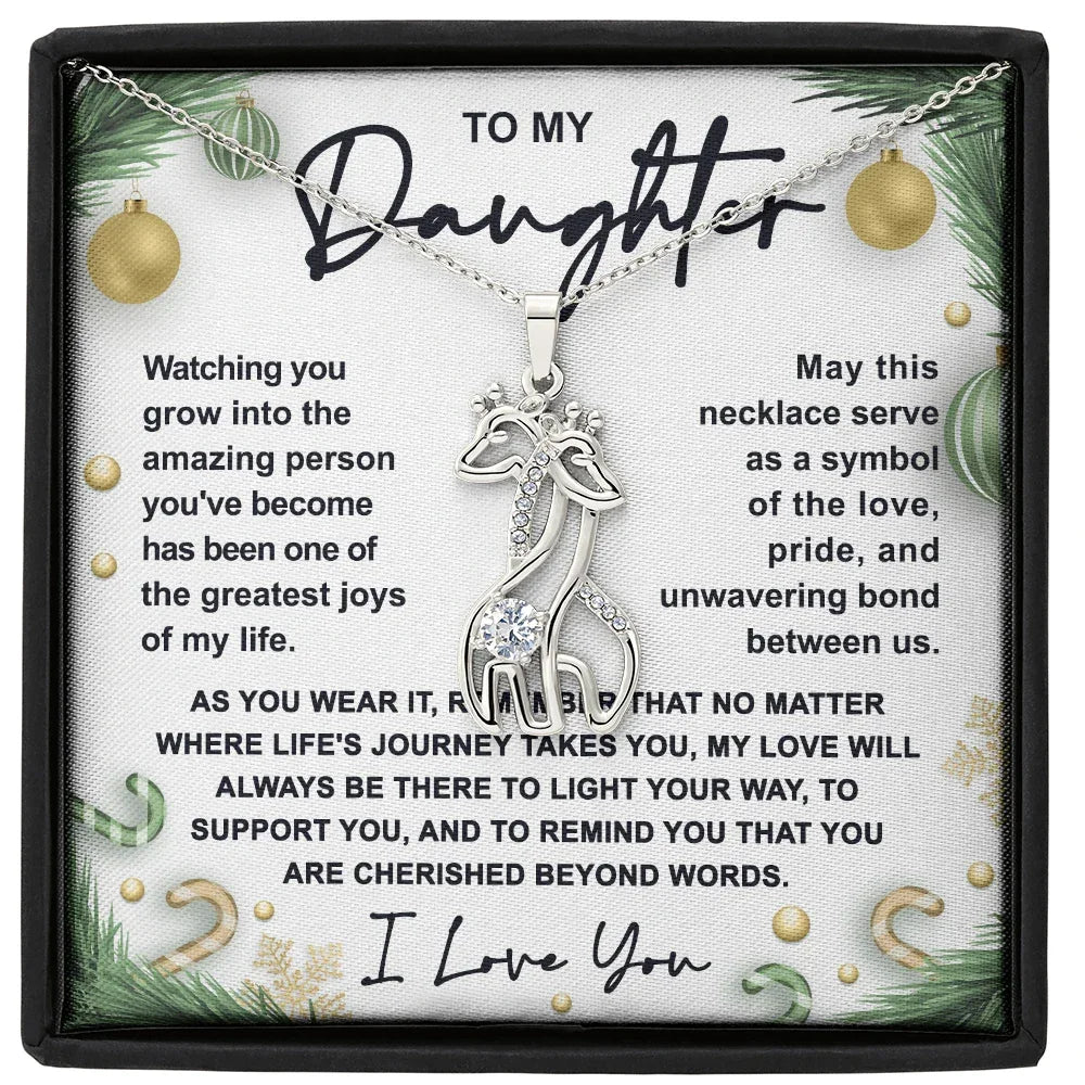 Gift for Daughter - You are Cherished Beyond Words - Giraffe Pendant Necklace