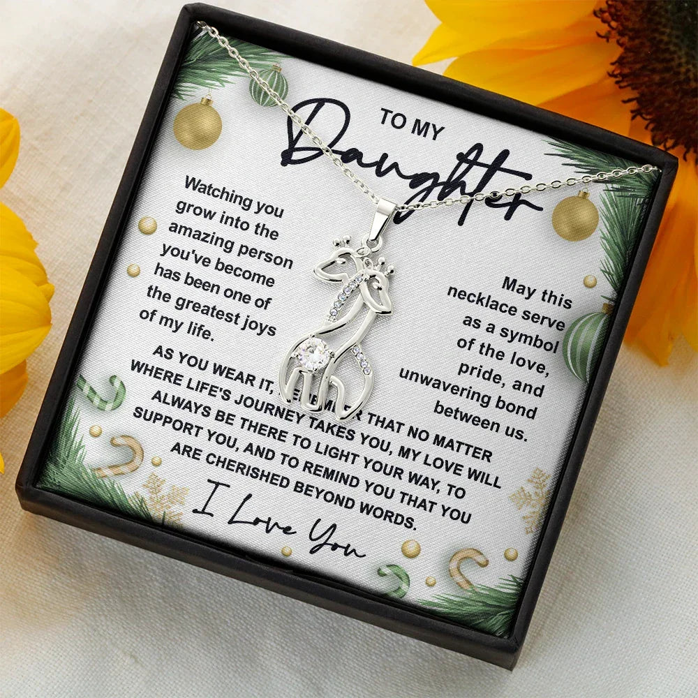 Gift for Daughter - You are Cherished Beyond Words - Giraffe Pendant Necklace