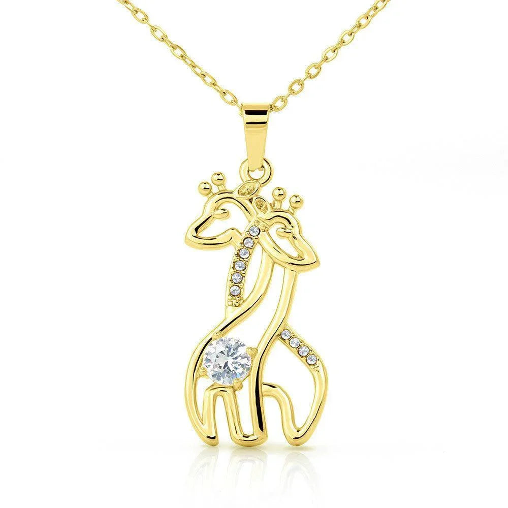 Daughter, Heart to Heart Inspirational Giraffe Pendant Necklace - Love Mom
