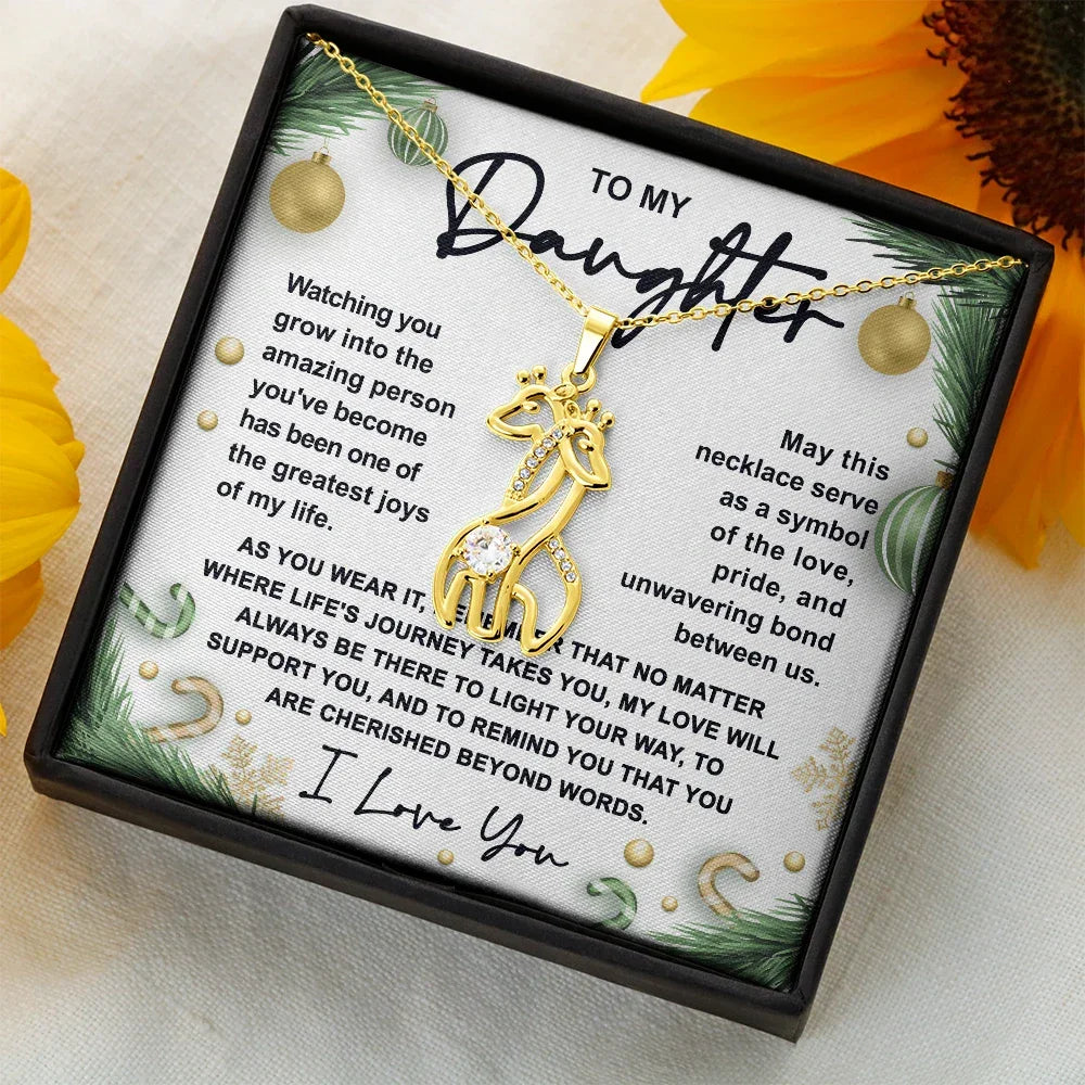 Gift for Daughter - You are Cherished Beyond Words - Giraffe Pendant Necklace