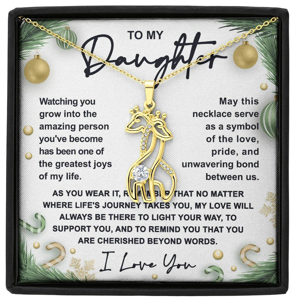 Gift for Daughter - You are Cherished Beyond Words - Giraffe Pendant Necklace