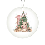 Baby's First Christmas Acrylic Ornament – Personalized Name and Year – Cute Armadillo Western Holiday Keepsake – 3” Clear Round Ornament for Newborns, Infants