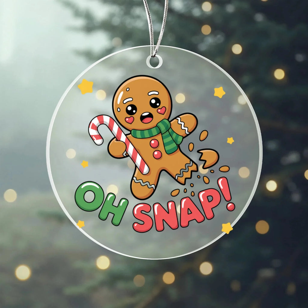 Funny Gingerbread “Oh, Snap!” Acrylic Christmas Ornament – Cute Holiday Decoration for Tree, Stockings & Cookie Lovers