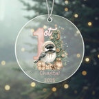 Baby's First Christmas Cute Chickadee Girl's Western Style Acrylic Ornament – Personalized Name and Year – Holiday Keepsake – 3” Clear Round Ornament for Newborns, Infants