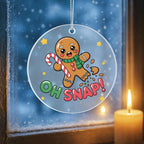 Funny Gingerbread “Oh, Snap!” Acrylic Christmas Ornament – Cute Holiday Decoration for Tree, Stockings & Cookie Lovers