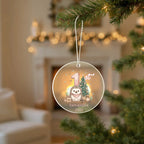 Baby's First Christmas Cute Hedgehog Girl's Western Style Acrylic Ornament – Personalized Name and Year – Holiday Keepsake – 3” Clear Round Ornament for Newborns, Infants