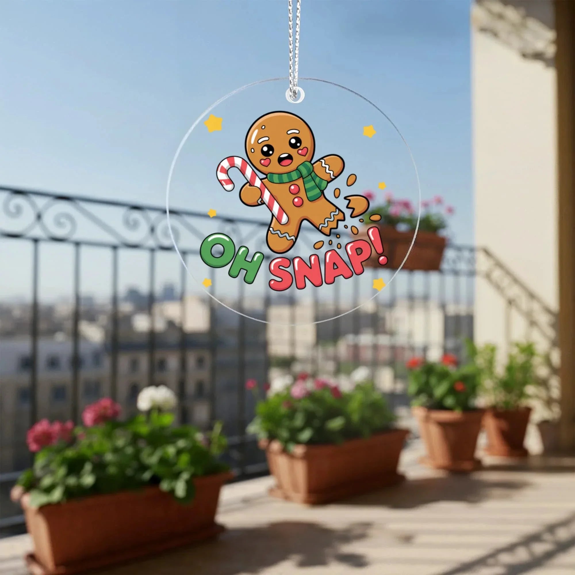 Funny Gingerbread “Oh, Snap!” Acrylic Christmas Ornament – Cute Holiday Decoration for Tree, Stockings & Cookie Lovers