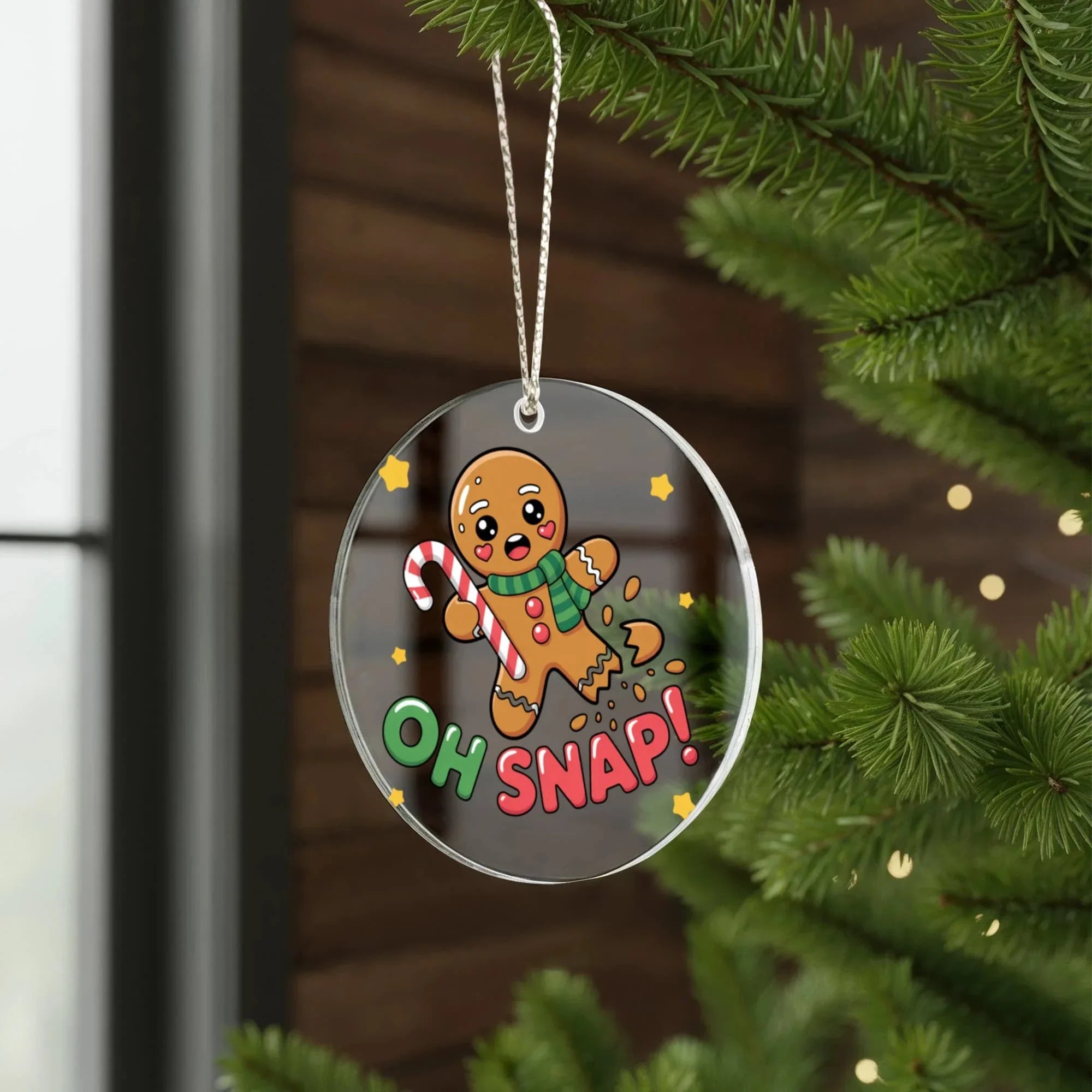 Funny Gingerbread “Oh, Snap!” Acrylic Christmas Ornament – Cute Holiday Decoration for Tree, Stockings & Cookie Lovers