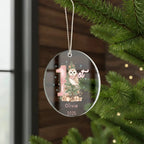 Baby's First Christmas Cute Owl Girl's Western Style Acrylic Ornament – Personalized Name and Year – Holiday Keepsake – 3” Clear Round Ornament for Newborns, Infants