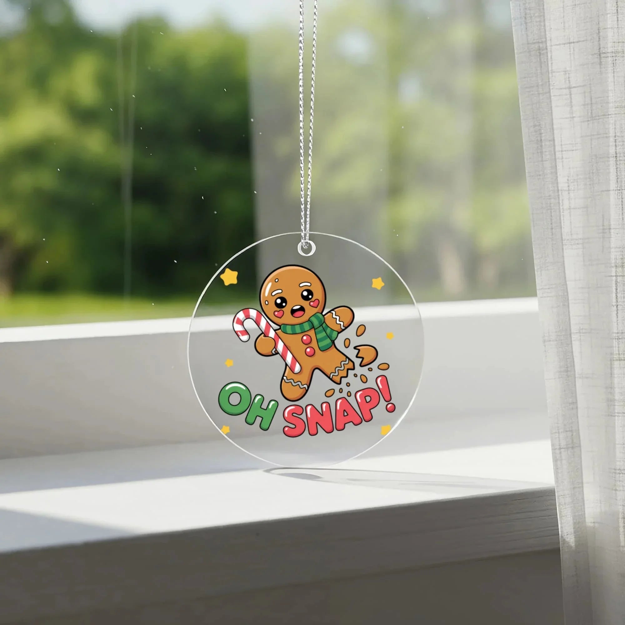 Funny Gingerbread “Oh, Snap!” Acrylic Christmas Ornament – Cute Holiday Decoration for Tree, Stockings & Cookie Lovers