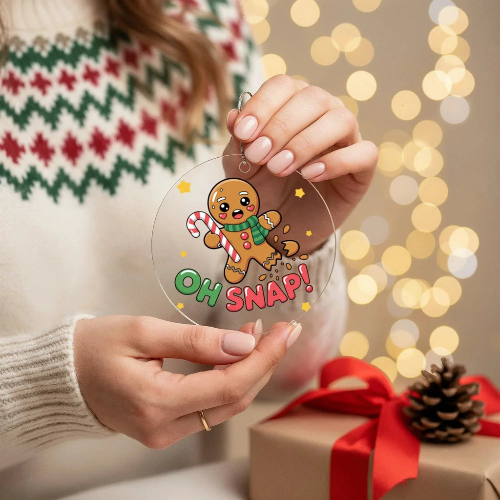 Funny Gingerbread “Oh, Snap!” Acrylic Christmas Ornament – Cute Holiday Decoration for Tree, Stockings & Cookie Lovers