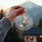 Baby's First Christmas Cute Skunk Girl's Western Style Acrylic Ornament – Personalized Name and Year – Holiday Keepsake – 3” Clear Round Ornament for Newborns, Infants