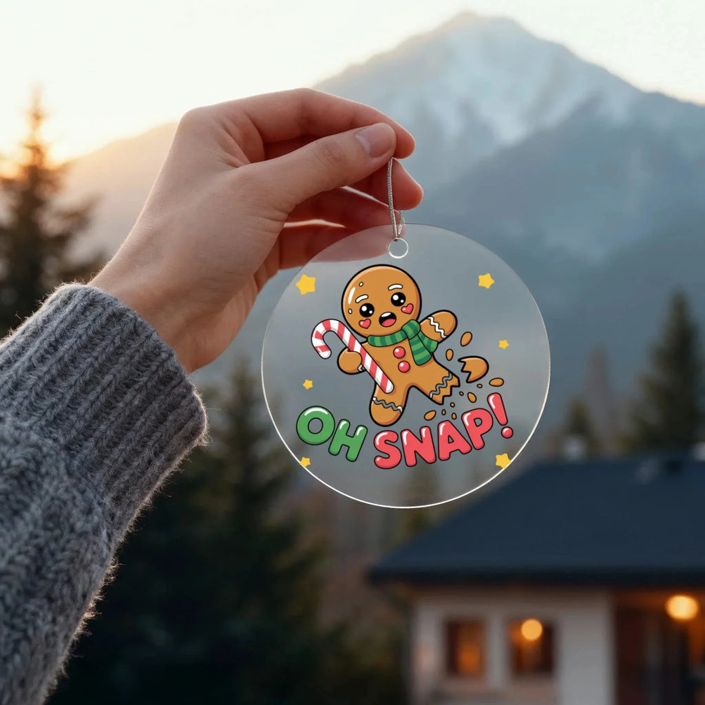 Funny Gingerbread “Oh, Snap!” Acrylic Christmas Ornament – Cute Holiday Decoration for Tree, Stockings & Cookie Lovers