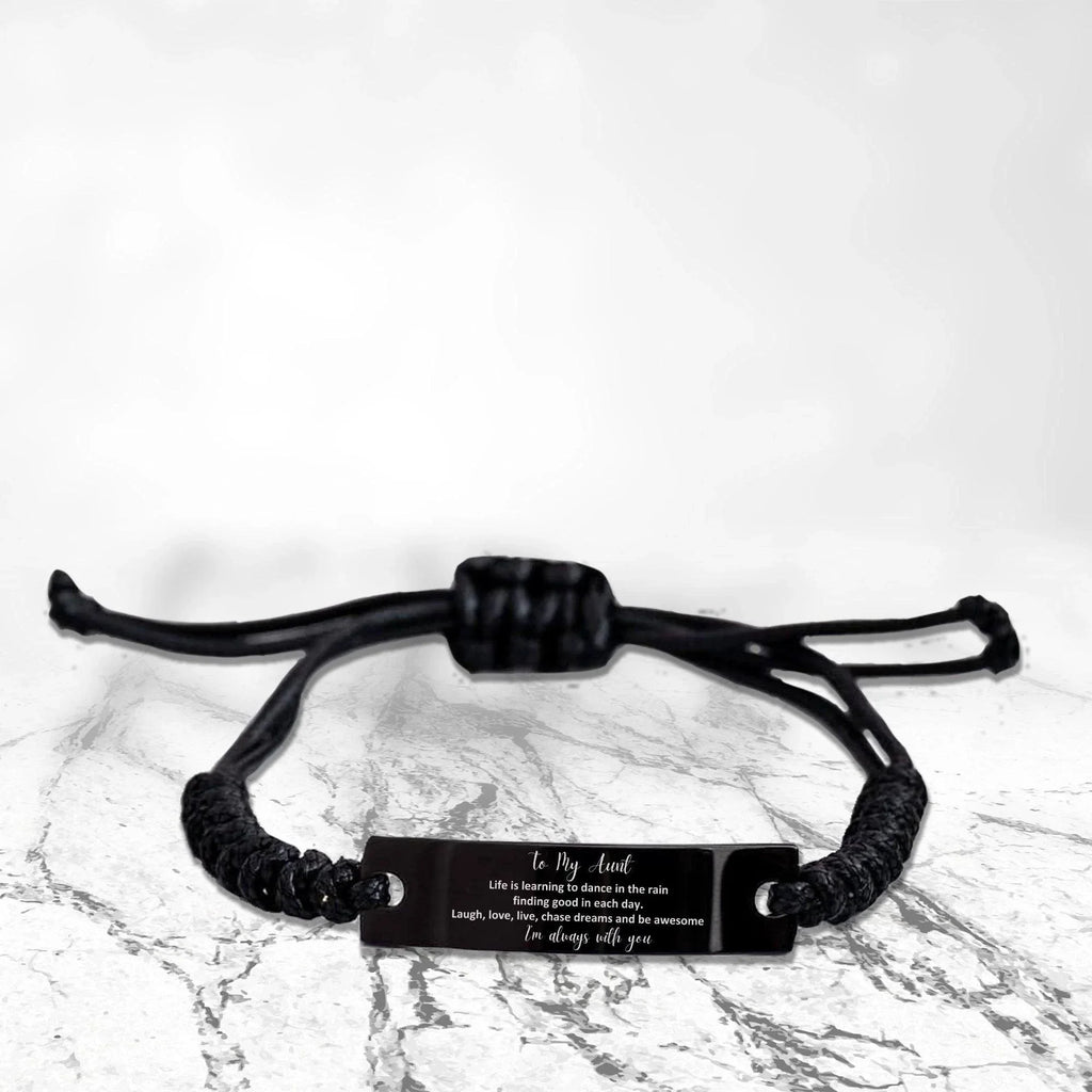 Aunt Black Rope Bracelet Life is Learning to Dance in the Rain - Birthday, Christmas Holiday Gifts
