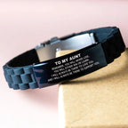 Aunt Gifts, To My Aunt Remember, you will never lose. You will either WIN or LEARN, Keepsake Black Glidelock Clasp Bracelet For Aunt Engraved, Birthday Christmas Gifts Ideas For Aunt X-mas Gifts