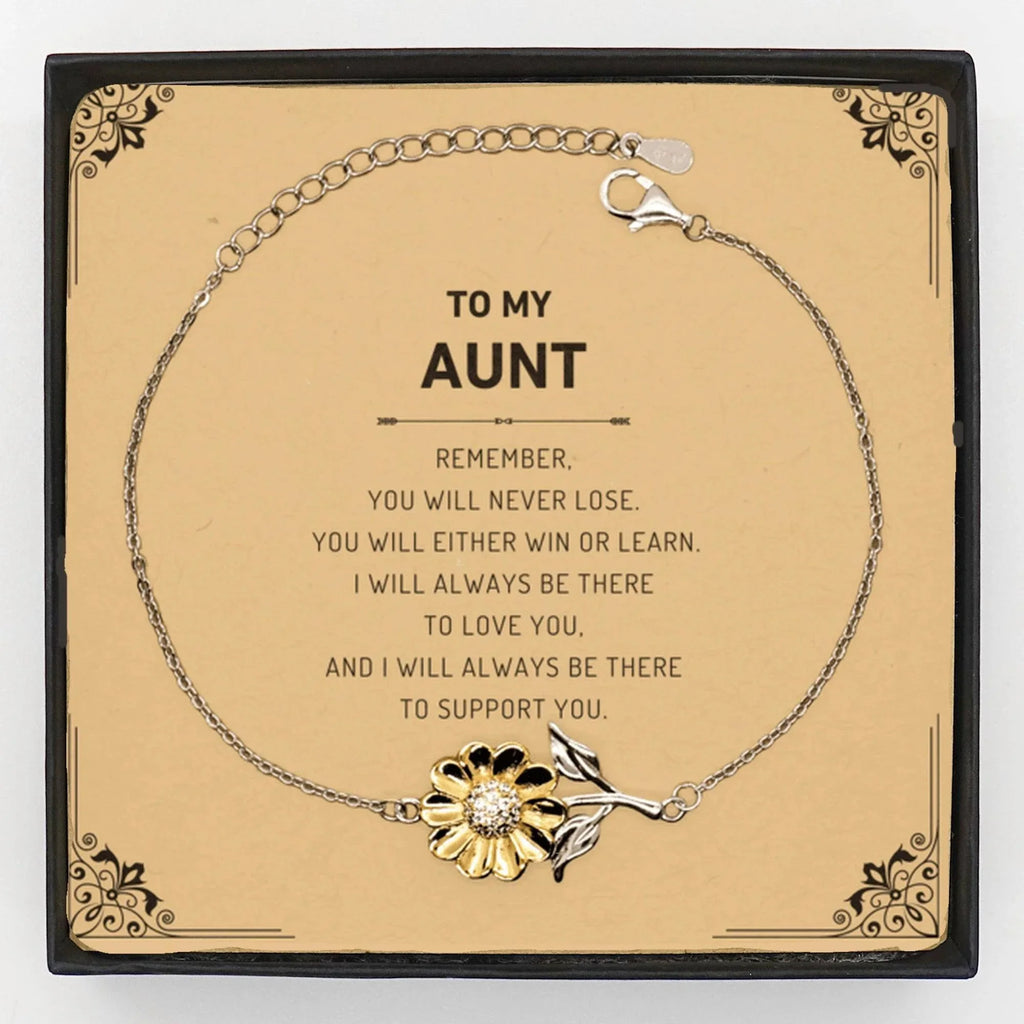 Aunt Gifts, To My Aunt Remember, you will never lose. You will either WIN or LEARN, Keepsake Sunflower Bracelet Birthday Christmas Gifts Ideas