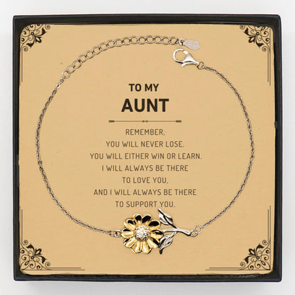 Aunt Gifts, To My Aunt Remember, you will never lose. You will either WIN or LEARN, Keepsake Sunflower Bracelet Birthday Christmas Gifts Ideas - Mallard Moon Gift Shop