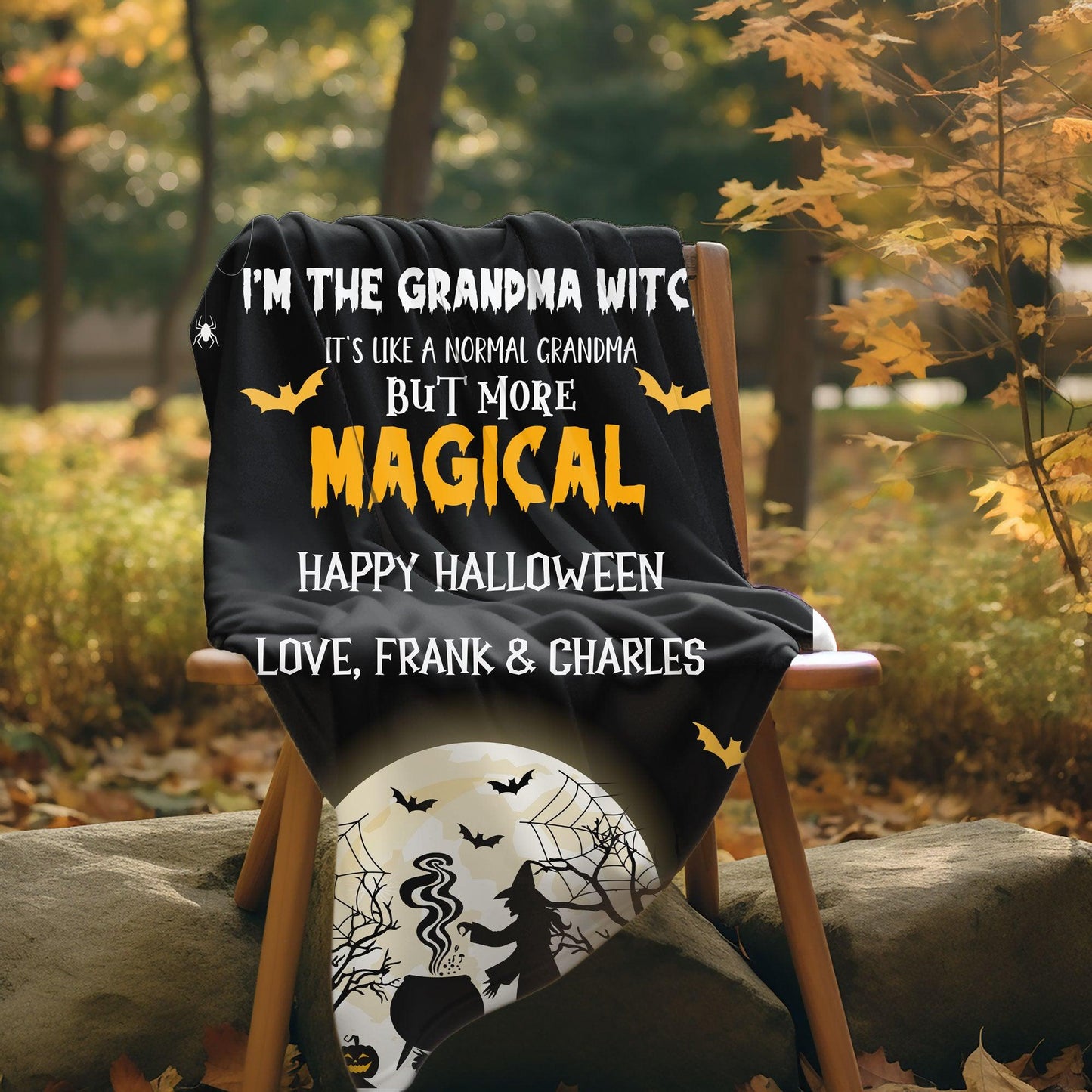 Halloween Personalized Mink Fleece Blanket - I'm the Grandma Witch But More Magical - Mallard Moon Gift Shop