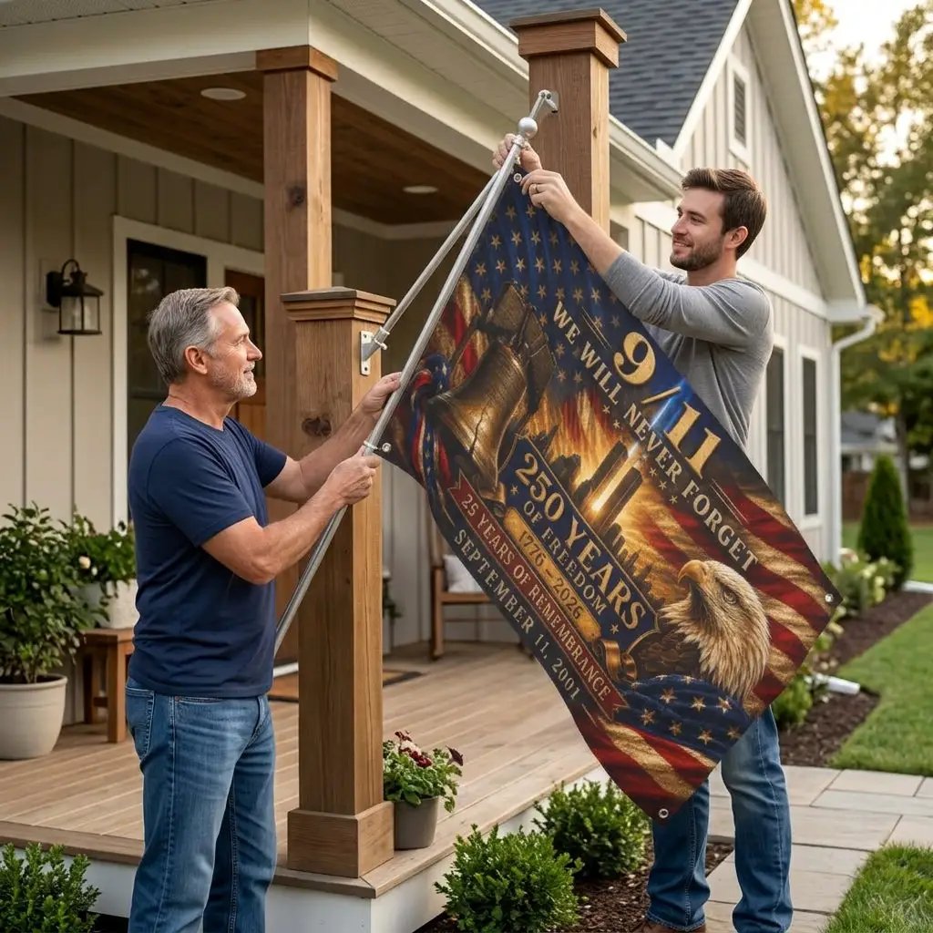 9/11 25th Anniversary Flag, 250 Years of Freedom 1776-2026, Double Sided September 11 Memorial Flag, America 250 Decor