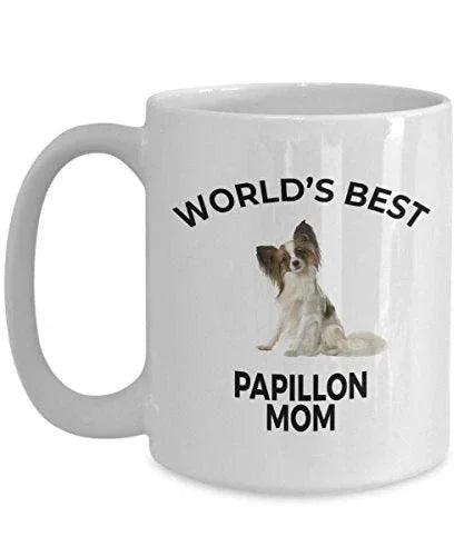 Spring Pet Products Papillon Dog Lover Gift World's Best Mom Birthday Mother's Day Present White Ceramic Coffee Mug