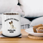 Spring Pet Products Papillon Dog Lover Gift World's Best Mom Birthday Mother's Day Present White Ceramic Coffee Mug