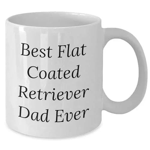 Funny Flat-Coated Retriever Dad Ever White Coffee Mug, Ideal Gift from Family for Him on Valentine's, Best Father's Day Unique Gift Idea