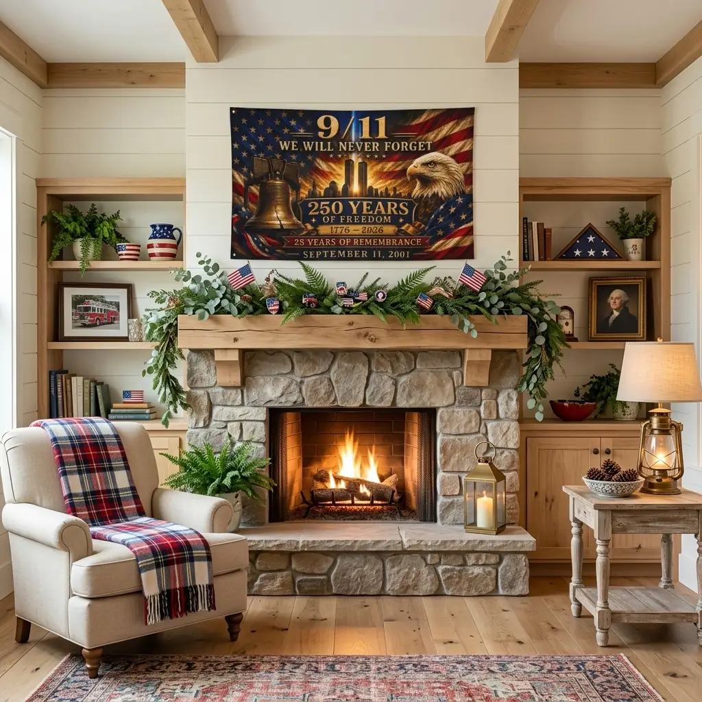 9/11 25th Anniversary Flag, 250 Years of Freedom 1776-2026, Double Sided September 11 Memorial Flag, America 250 Decor
