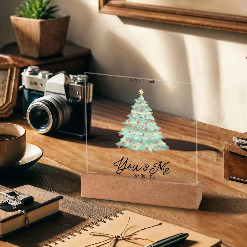 Personalized LED Acrylic Plaque – Romantic or Holiday Gift with Custom Name and Sentiment | Multiple Designs & Light Base Options