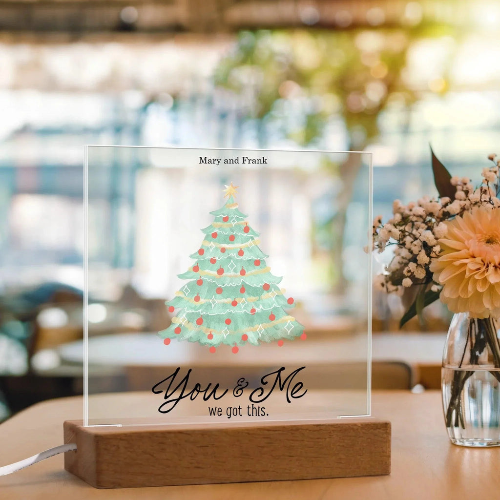 Personalized LED Acrylic Plaque – Romantic or Holiday Gift with Custom Name and Sentiment | Multiple Designs & Light Base Options