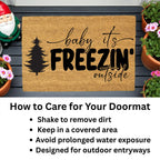 Winter Doormat - Baby It’s Freezin’ Outside | Funny Holiday Coir Welcome Mat | Rustic Front Porch Winter Décor