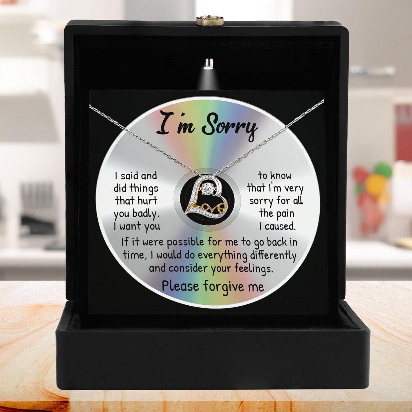 Apology Gift for Girlfriend, Wife, Soulmate - Sorry, Back In Time - Love Dancing Heart Pendant Necklace - Mallard Moon Gift Shop