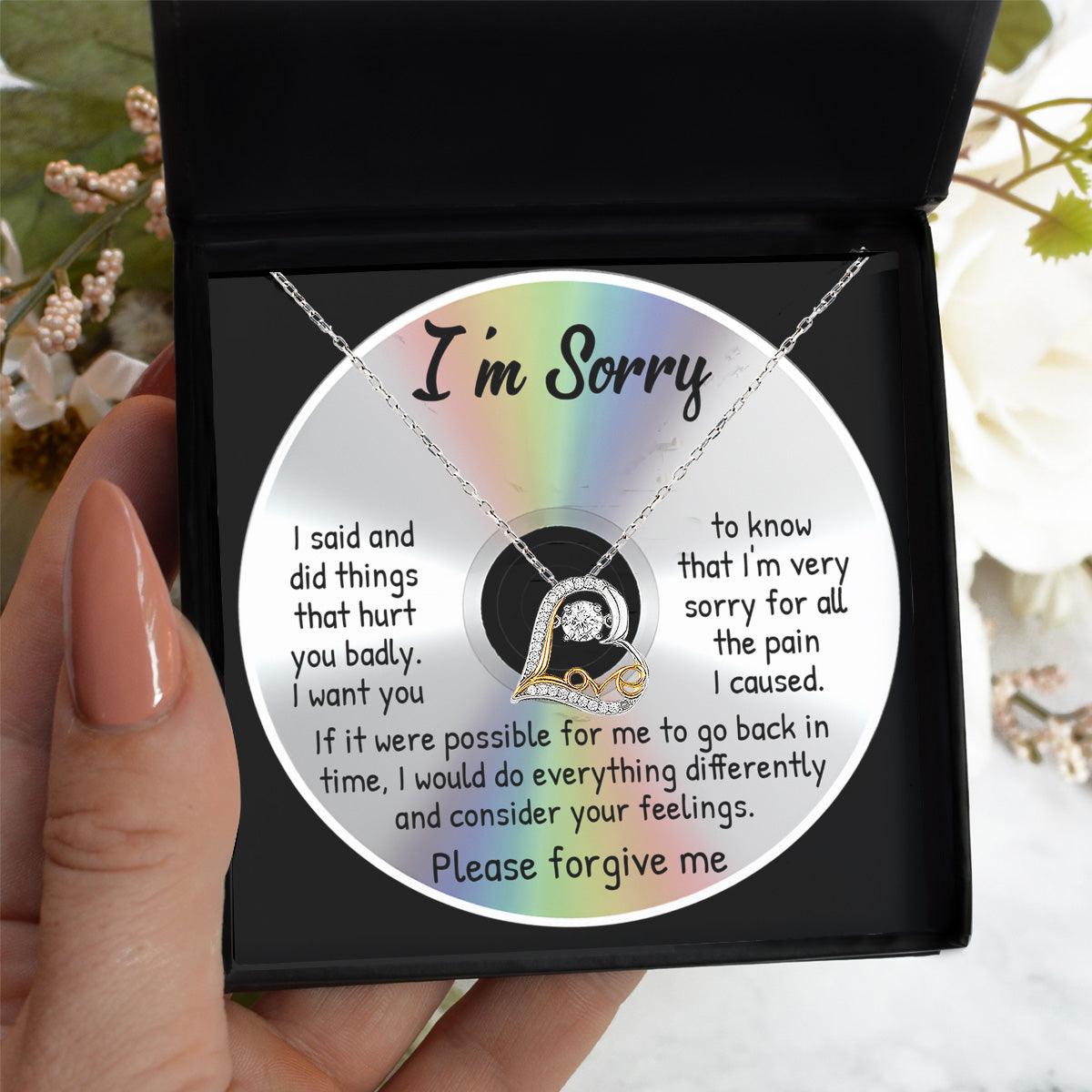 Apology Gift for Girlfriend, Wife, Soulmate - Sorry, Back In Time - Love Dancing Heart Pendant Necklace - Mallard Moon Gift Shop