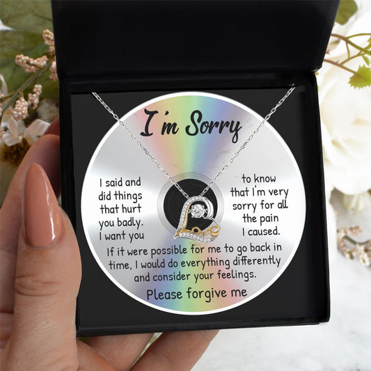 Apology Gift for Girlfriend, Wife, Soulmate - Sorry, Back In Time - Love Dancing Heart Pendant Necklace - Mallard Moon Gift Shop