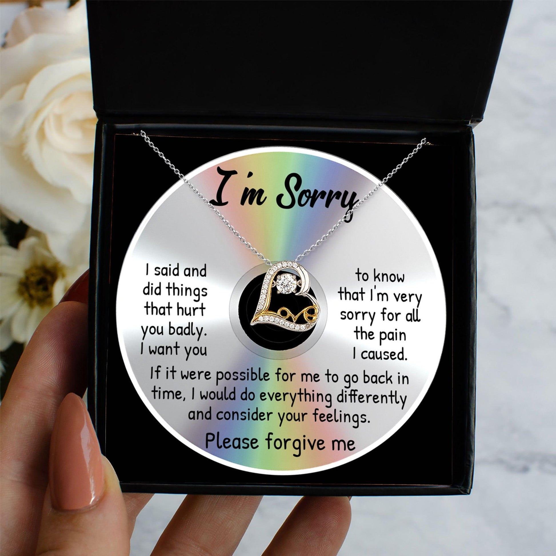 Apology Gift for Girlfriend, Wife, Soulmate - Sorry, Back In Time - Love Dancing Heart Pendant Necklace - Mallard Moon Gift Shop